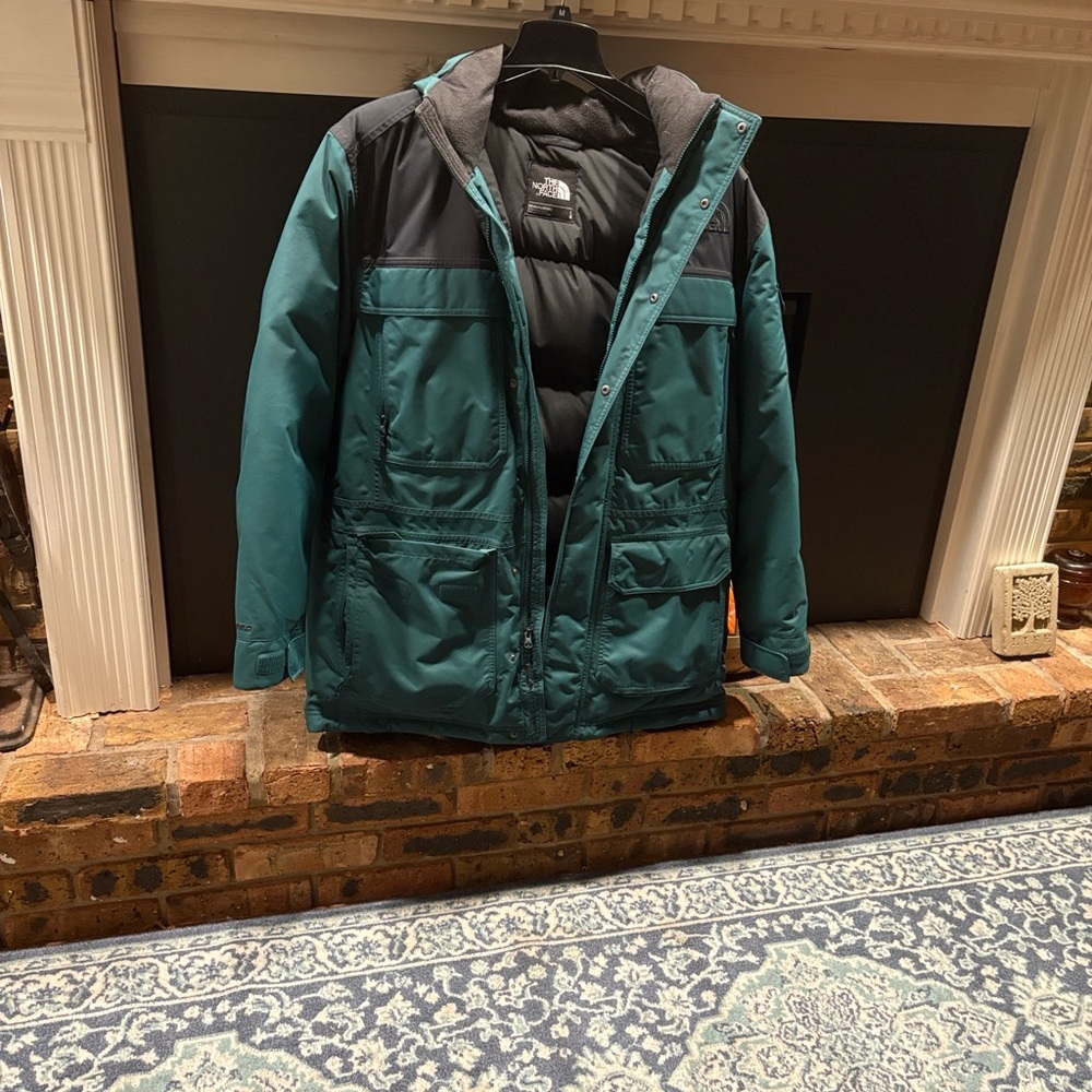 The North Face Teal and Black Puffer Jacket